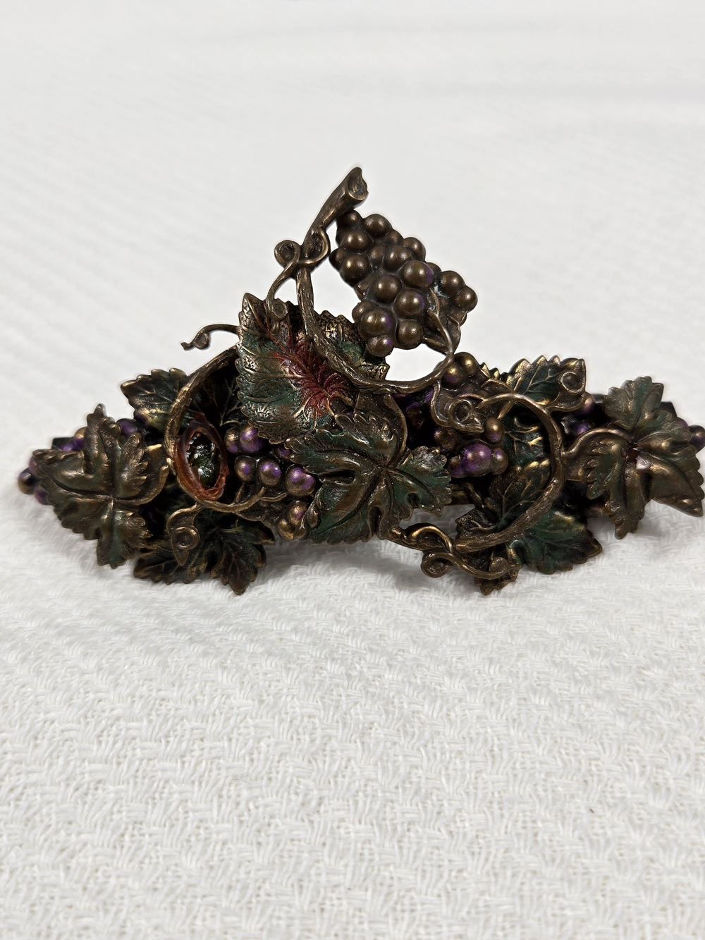 Byrd Designs Grape Barrette | Large 3.75" Hand Painted Brass | Made in France